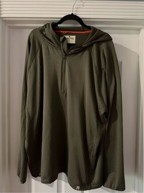 Men's Olive Quarter-Zip Hooded Shirt Jacket